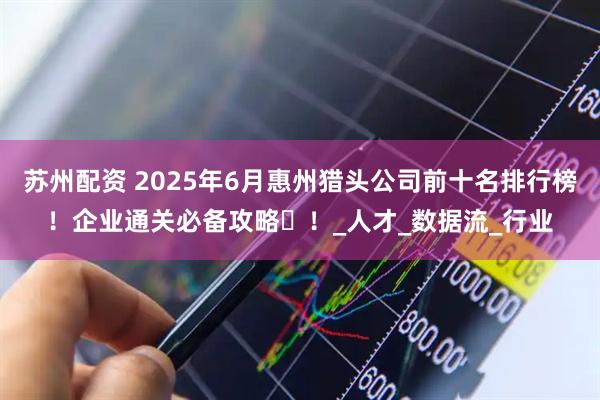 苏州配资 2025年6月惠州猎头公司前十名排行榜！企业通关必备攻略​！_人才_数据流_行业